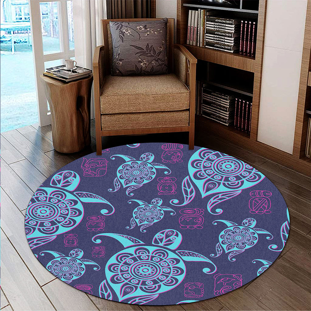Hawaii Round Rug Turtle Neon