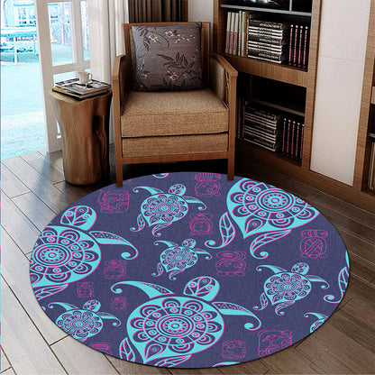 Hawaii Round Rug Turtle Neon