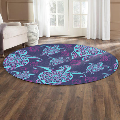 Hawaii Round Rug Turtle Neon