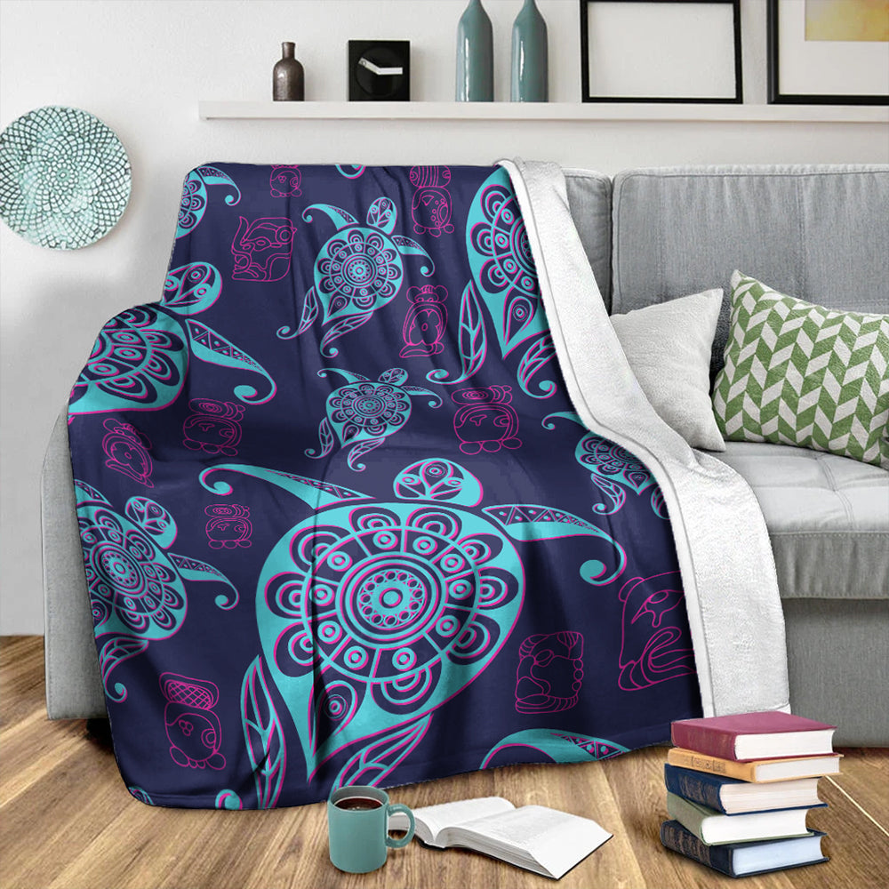 Hawaii Premium Blanket Turtle Neon
