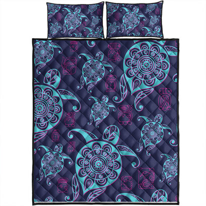 Hawaii Quilt Bed Set Turtle Neon