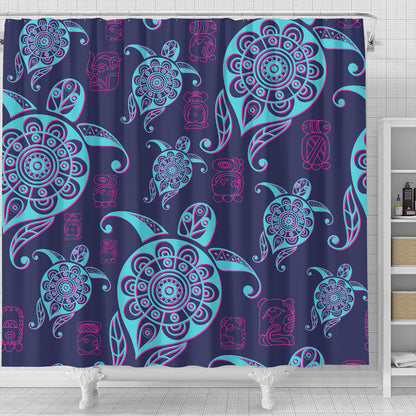 Hawaii Shower Curtain Turtle Neon
