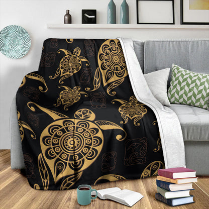 Hawaii Premium Blanket Turtle Pattern Golden