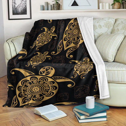 Hawaii Premium Blanket Turtle Pattern Golden