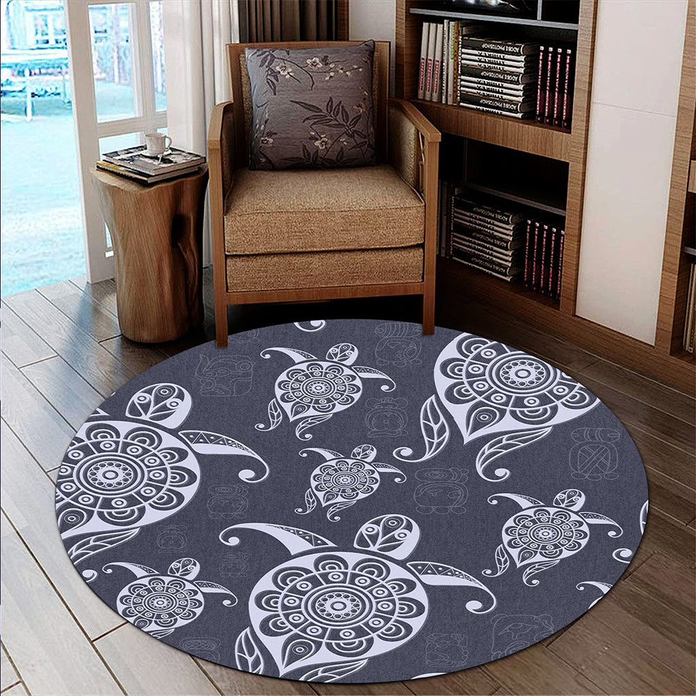 Hawaii Round Rug Turtle Pattern Wonderfull