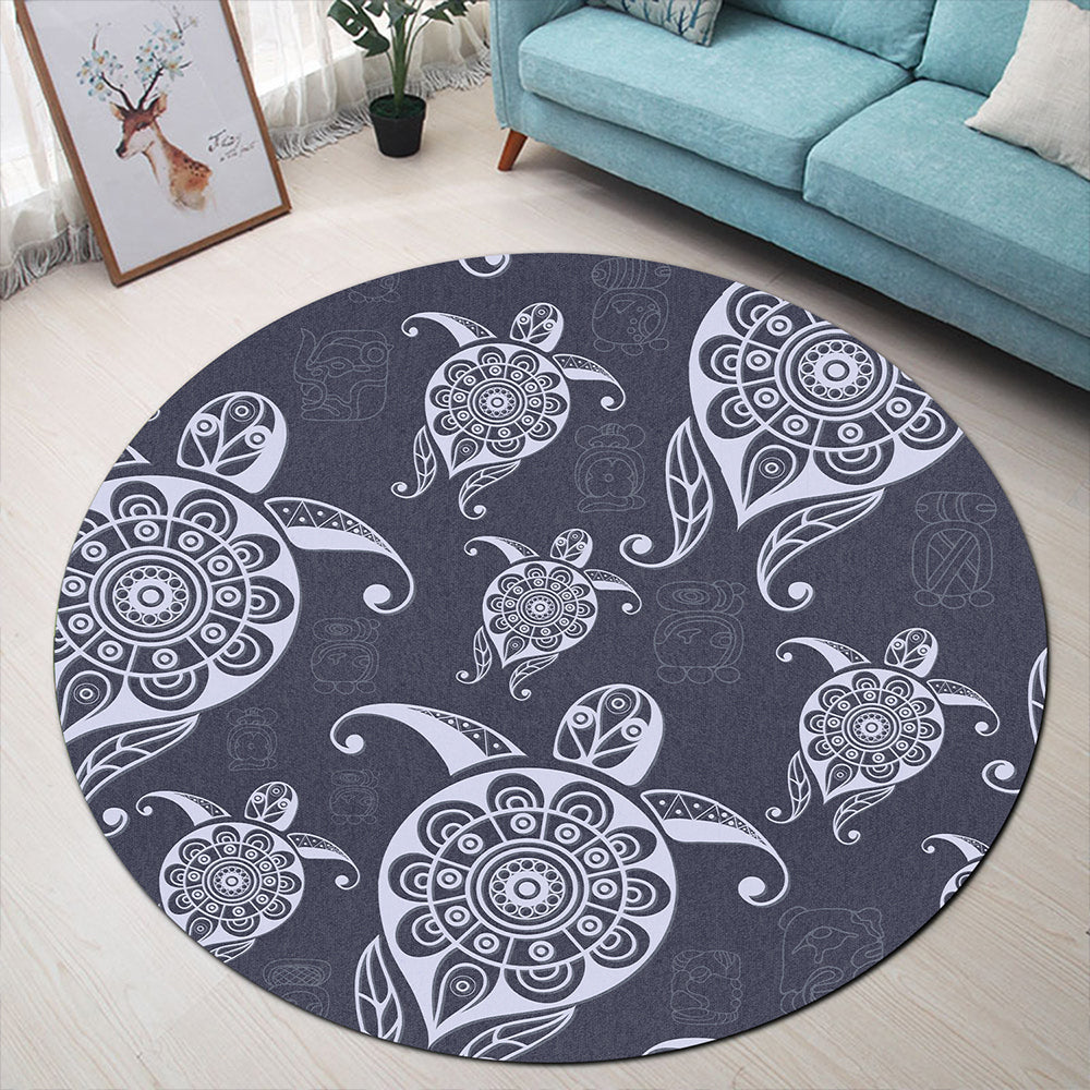 Hawaii Round Rug Turtle Pattern Wonderfull