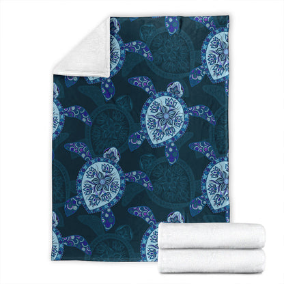 Hawaii Premium Blanket Turtle Plumeria Blue