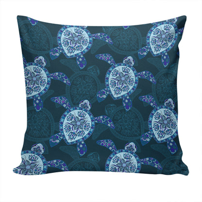Hawaii Pillow Cover Turtle Plumeria Blue