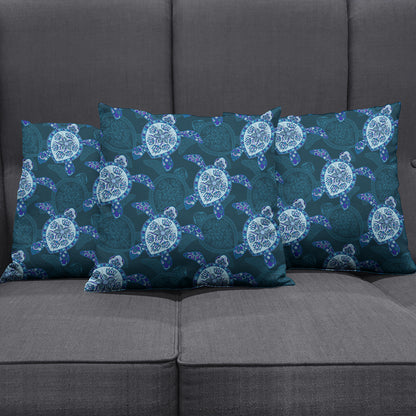 Hawaii Pillow Cover Turtle Plumeria Blue
