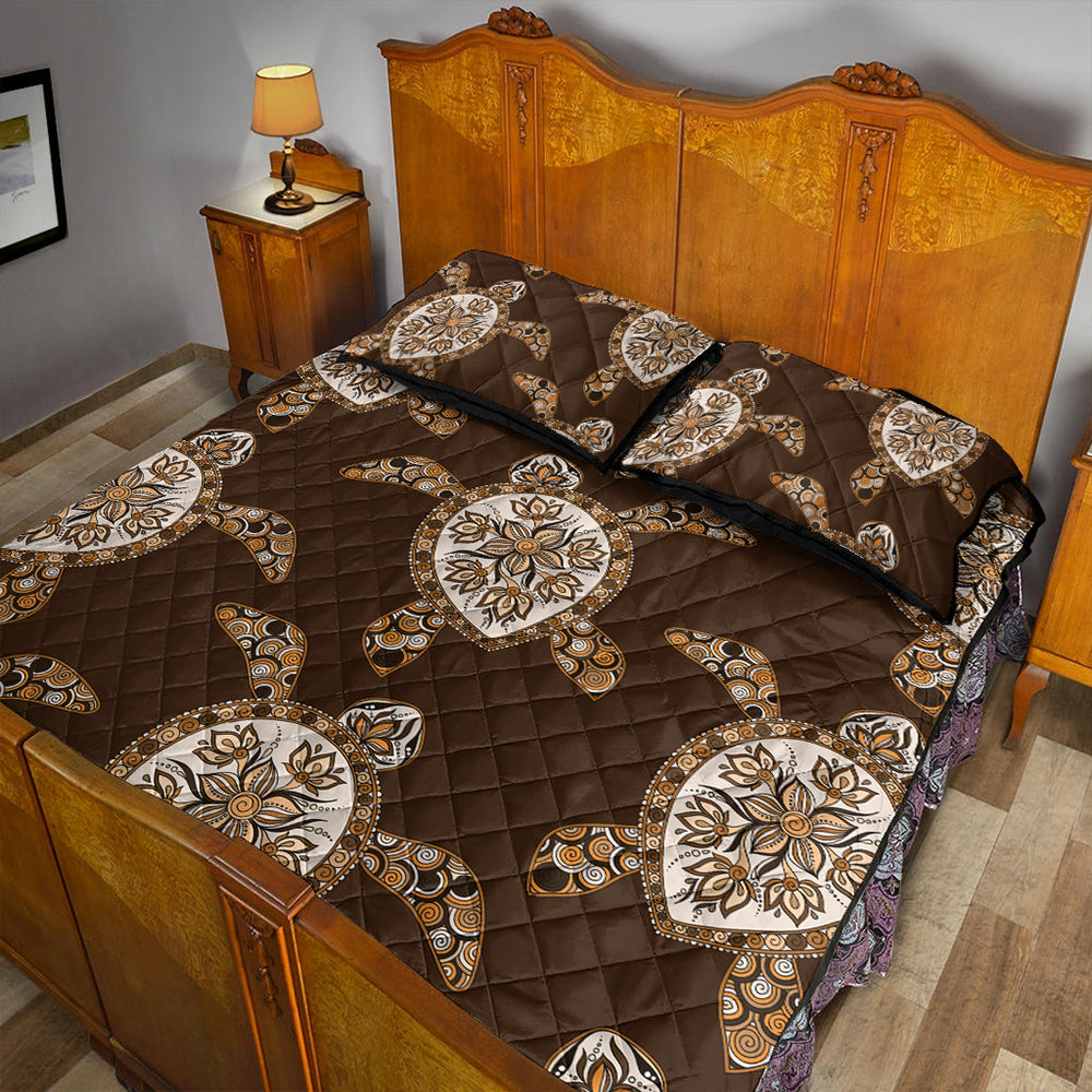 Hawaii Quilt Bed Set Turtle Plumeria Grown