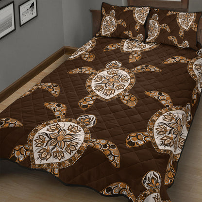 Hawaii Quilt Bed Set Turtle Plumeria Grown