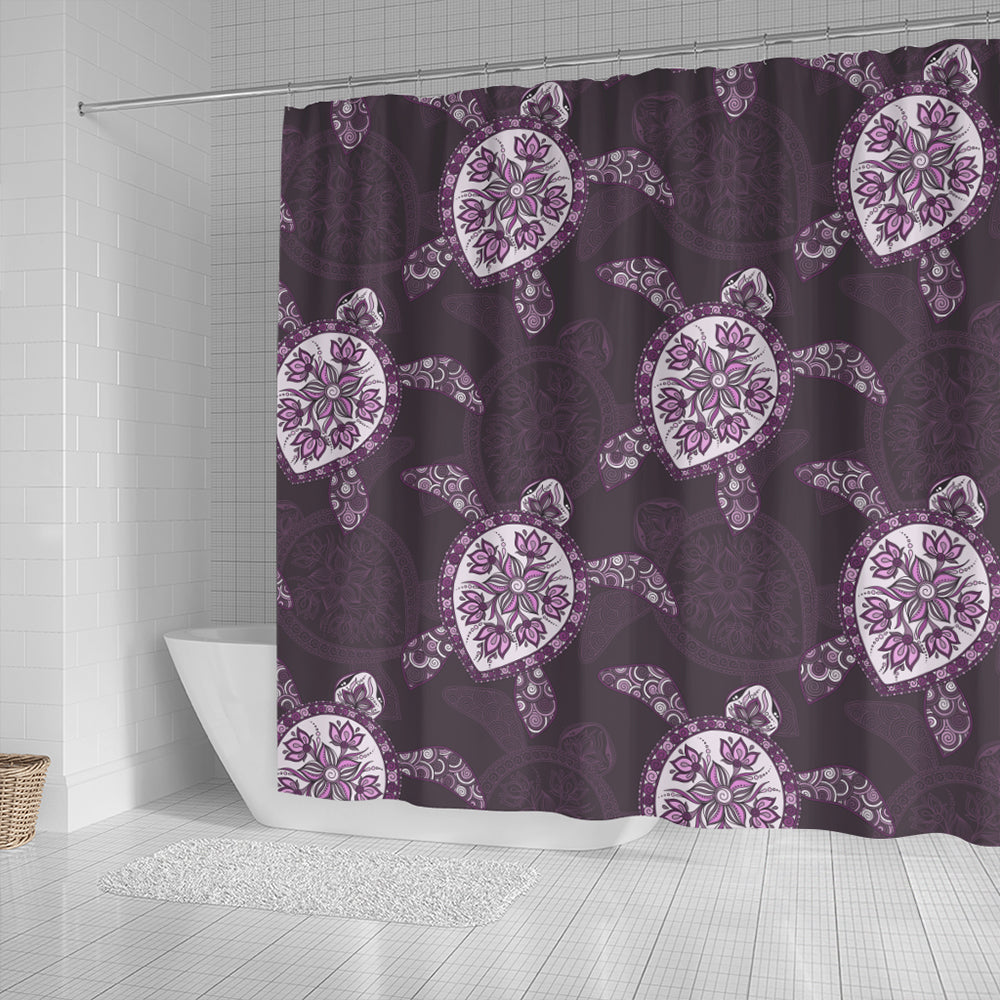 Hawaii Shower Curtain Turtle Plumeria Violet