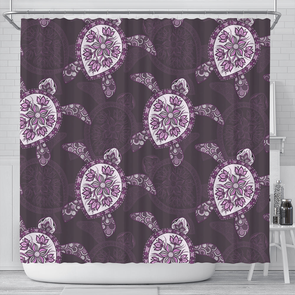 Hawaii Shower Curtain Turtle Plumeria Violet