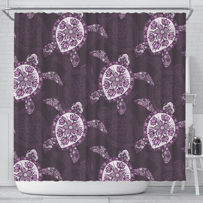 Hawaii Shower Curtain Turtle Plumeria Violet