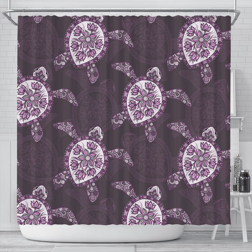 Hawaii Shower Curtain Turtle Plumeria Violet