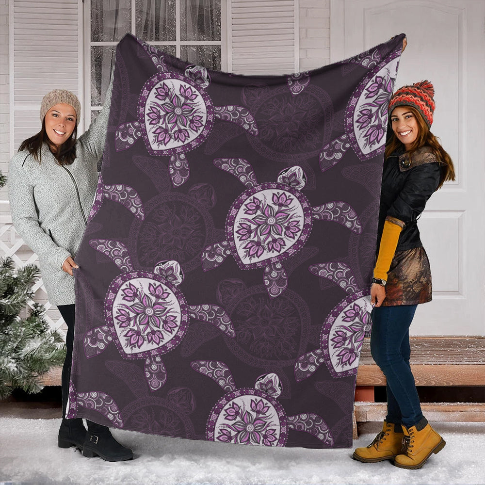 Hawaii Premium Blanket Turtle Plumeria Violet