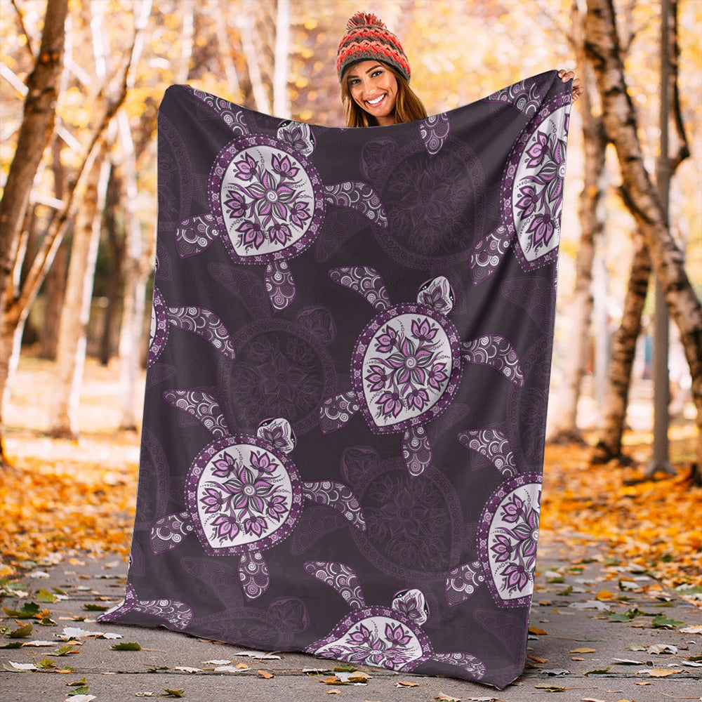 Hawaii Premium Blanket Turtle Plumeria Violet