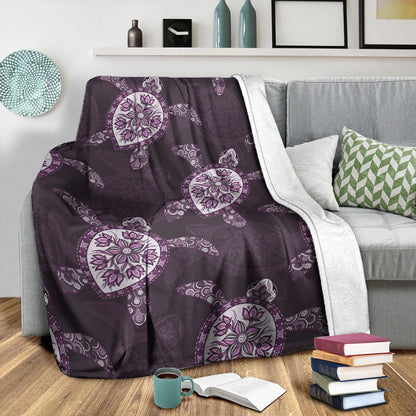 Hawaii Premium Blanket Turtle Plumeria Violet