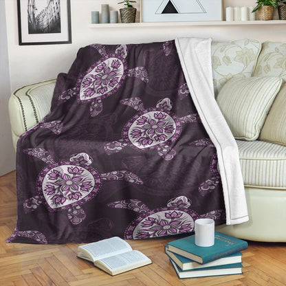 Hawaii Premium Blanket Turtle Plumeria Violet
