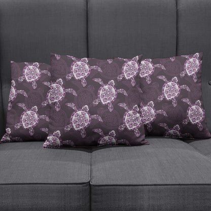 Hawaii Pillow Cover Turtle Plumeria Violet