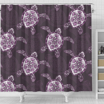 Hawaii Shower Curtain Turtle Plumeria Violet