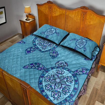 Hawaii Quilt Bed Set Turtle Plumeria