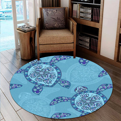 Hawaii Round Rug Turtle Plumeria