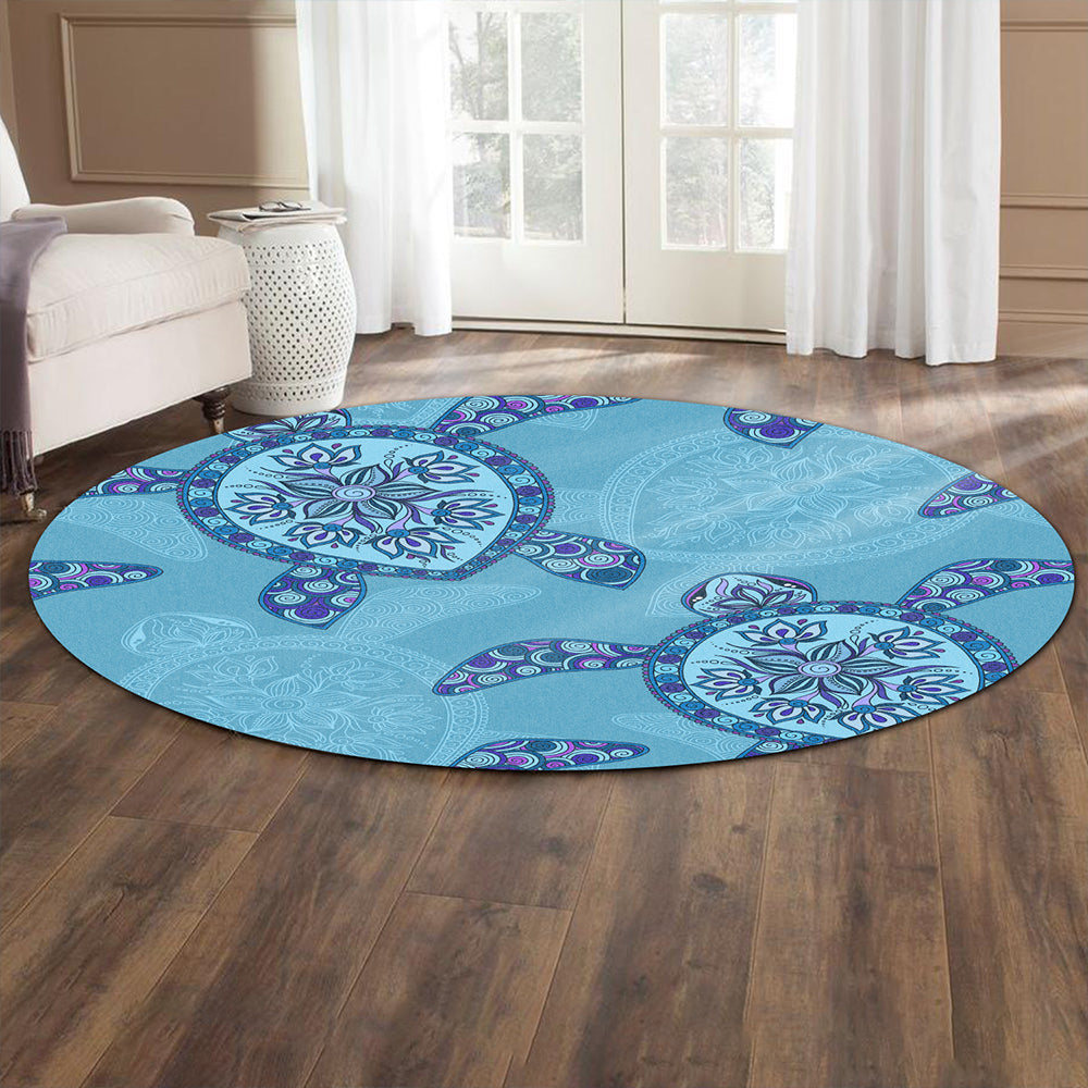 Hawaii Round Rug Turtle Plumeria