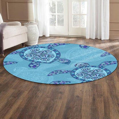 Hawaii Round Rug Turtle Plumeria