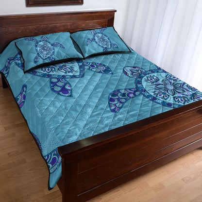 Hawaii Quilt Bed Set Turtle Plumeria