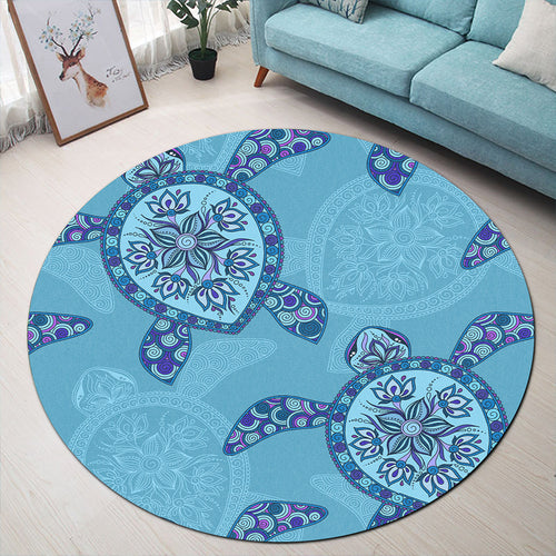 Hawaii Round Rug Turtle Plumeria