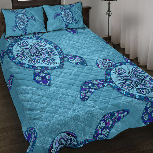 Hawaii Quilt Bed Set Turtle Plumeria