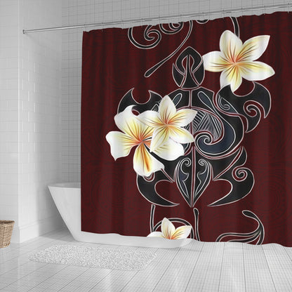 Hawaii Shower Curtain Turtle Poly Trinal Plumeria Red