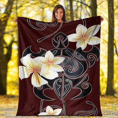 Hawaii Premium Blanket Turtle Poly Trinal Plumeria Red