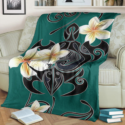 Hawaii Premium Blanket Turtle Poly Trinal Plumeria Turquoise