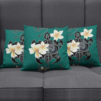 Hawaii Pillow Cover Turtle Poly Trinal Plumeria Turquoise