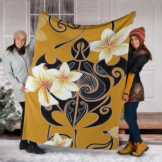 Hawaii Premium Blanket Turtle Poly Trinal Plumeria Yellow
