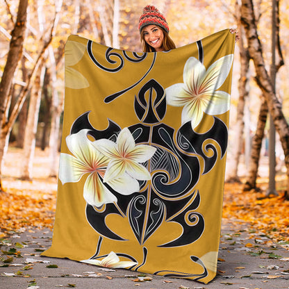 Hawaii Premium Blanket Turtle Poly Trinal Plumeria Yellow