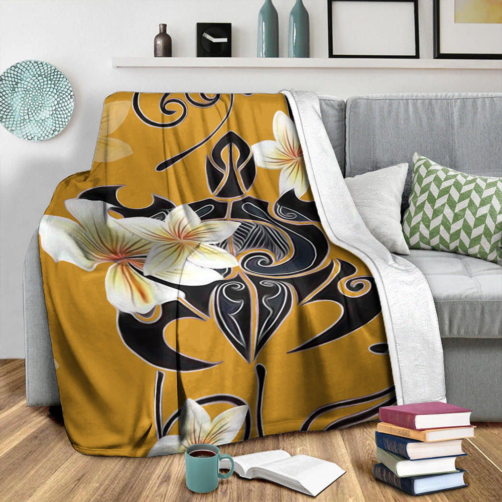 Hawaii Premium Blanket Turtle Poly Trinal Plumeria Yellow