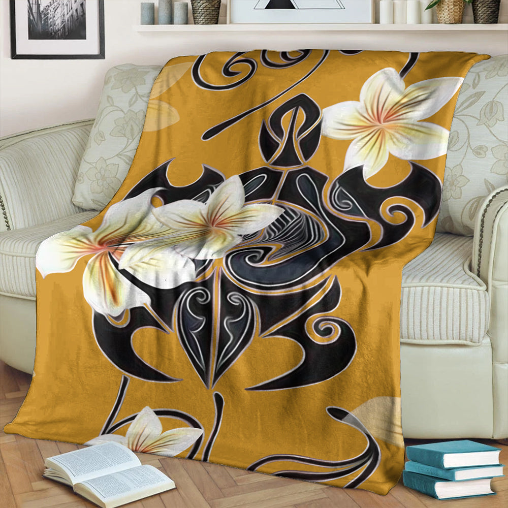 Hawaii Premium Blanket Turtle Poly Trinal Plumeria Yellow