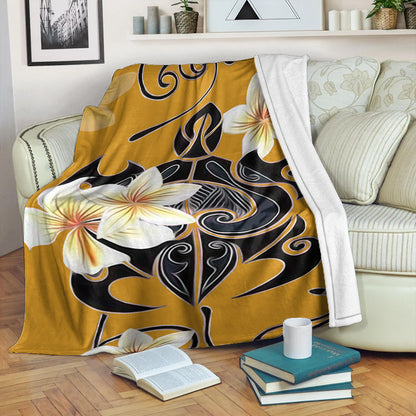 Hawaii Premium Blanket Turtle Poly Trinal Plumeria Yellow