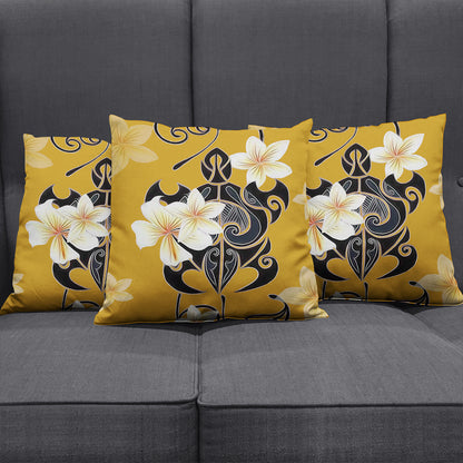 Hawaii Pillow Cover Turtle Poly Trinal Plumeria Yellow