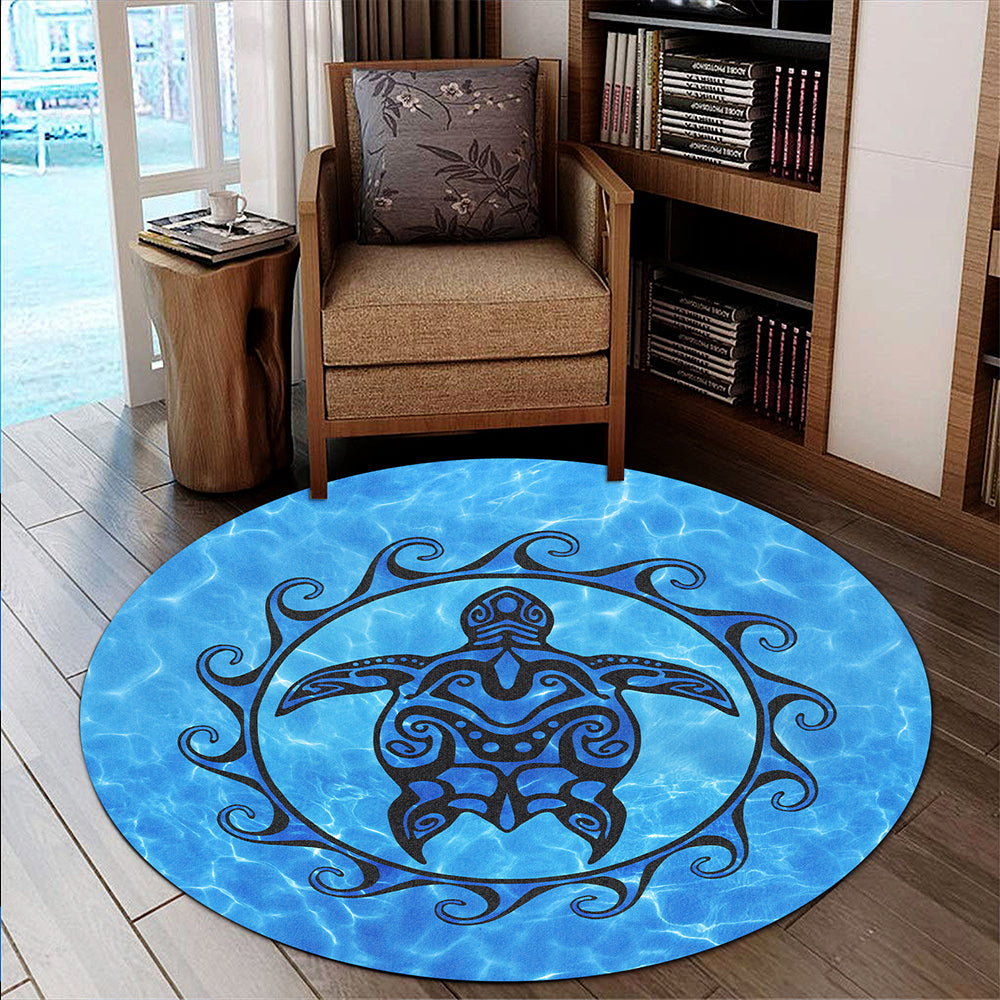 Hawaii Round Rug Turtle Polynesia Sea
