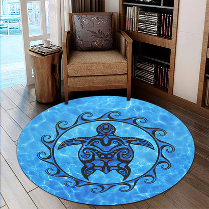 Hawaii Round Rug Turtle Polynesia Sea