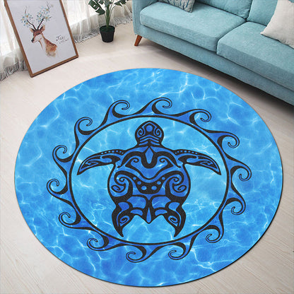 Hawaii Round Rug Turtle Polynesia Sea