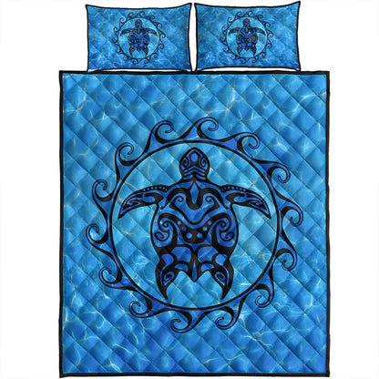 Hawaii Quilt Bed Set Turtle Polynesia Sea