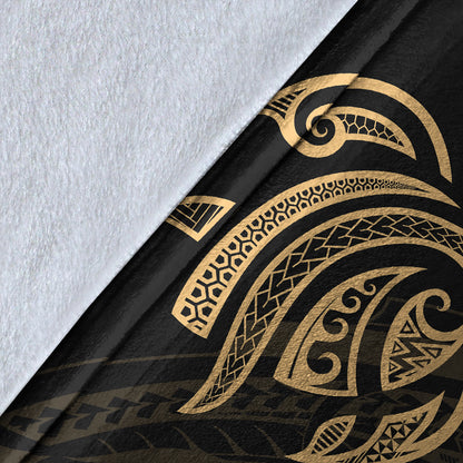 Hawaii Premium Blanket Turtle Polynesian Map Plumeria Gold