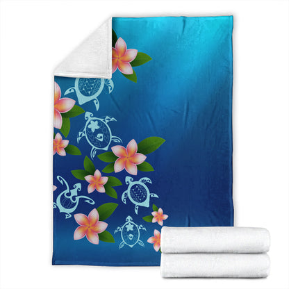 Hawaii Premium Blanket Turtle Polynesian Plumeria Ocean