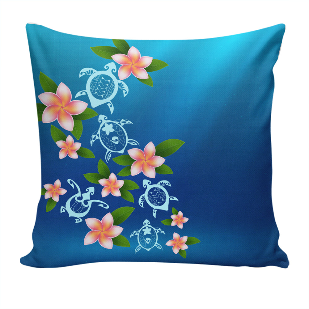 Hawaii Pillow Cover Turtle Polynesian Plumeria Ocean