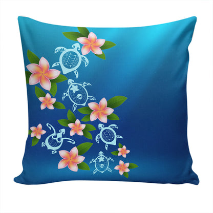 Hawaii Pillow Cover Turtle Polynesian Plumeria Ocean